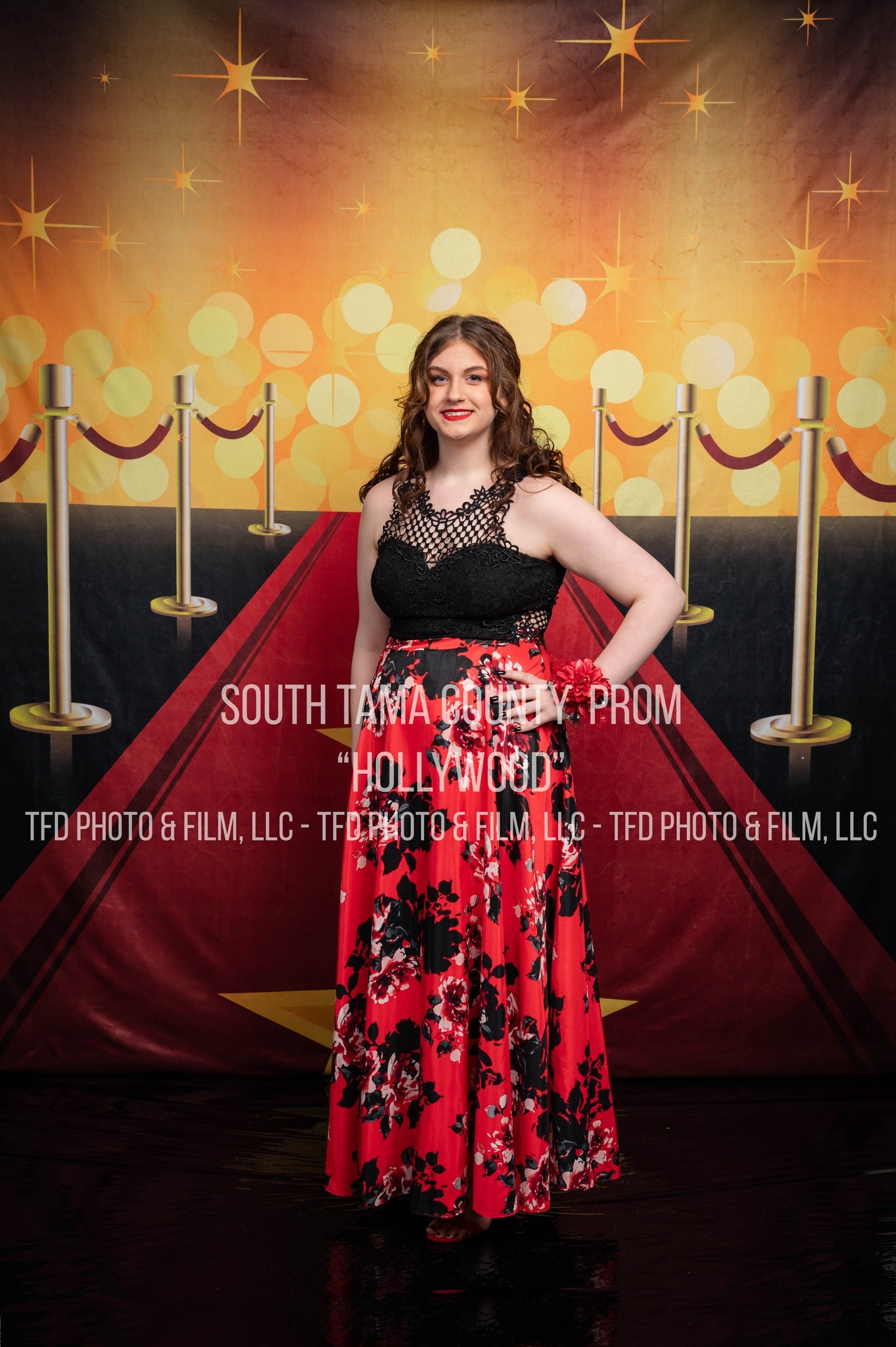 Fond de photographie de lumières dorées tapis rouge hollywood LV-287