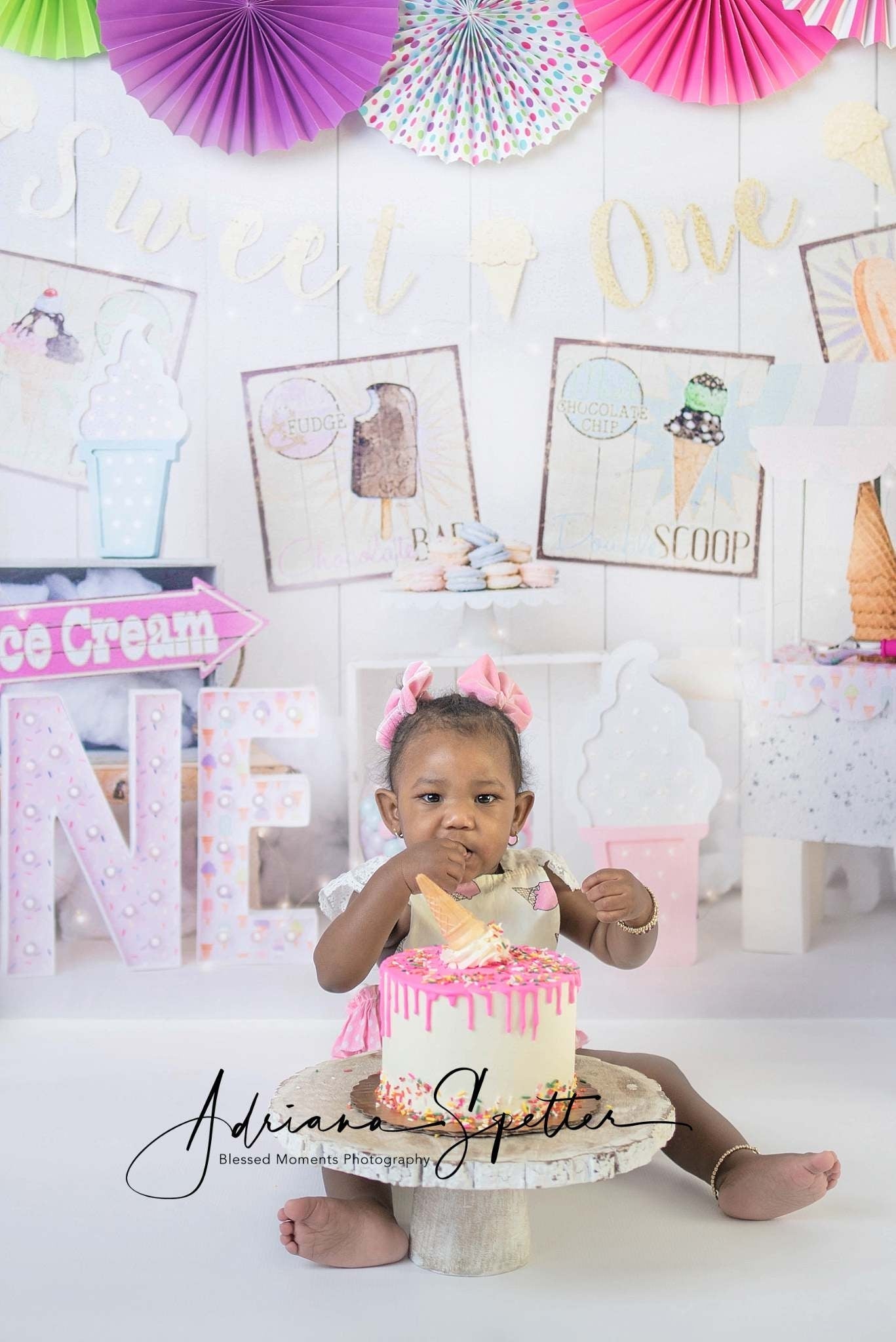 Fond pour 1er anniversaire Glace sucrée Fond pour fête et gâteau d'anniversaire MRR10-41