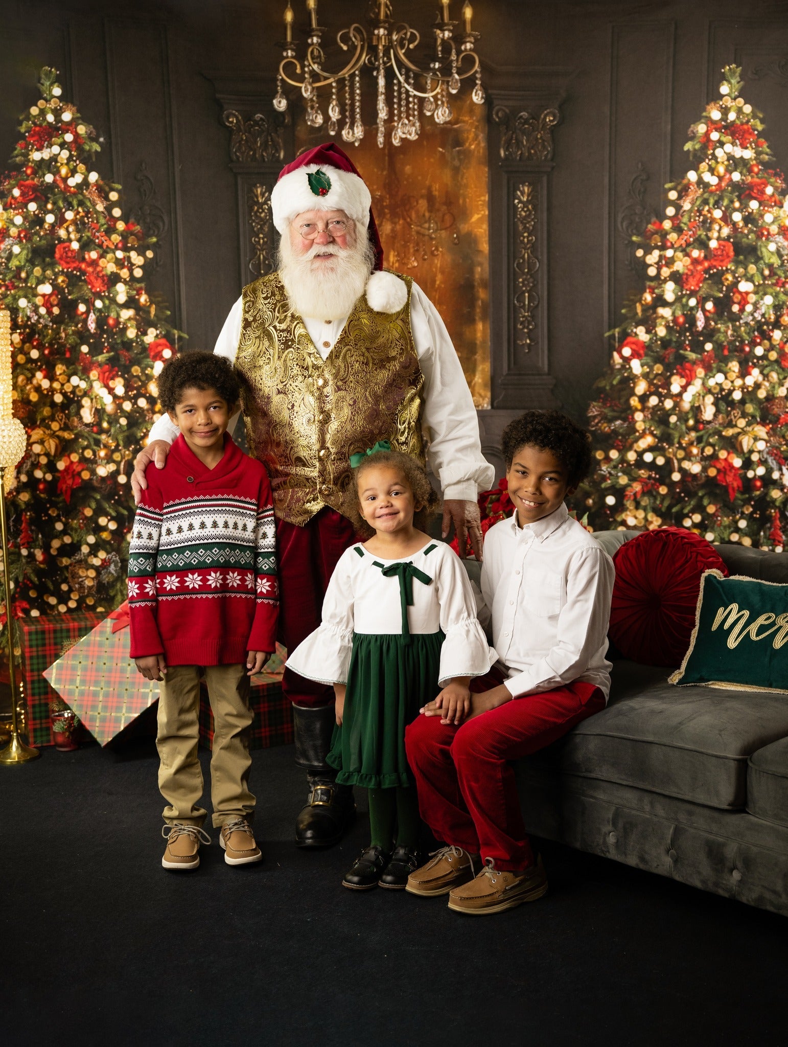Toile de fond Noël Cheminée Élégants Sapins Lueur de Cheminée Noël MRR9-99