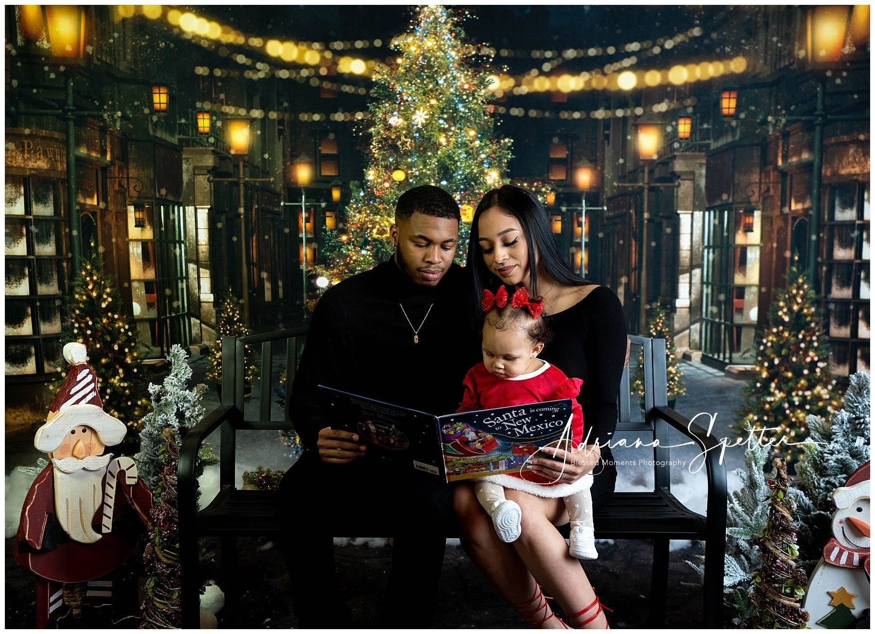 Fond pour sapin de Noël Fond pour rue festive la nuit à Noël MRR10-42