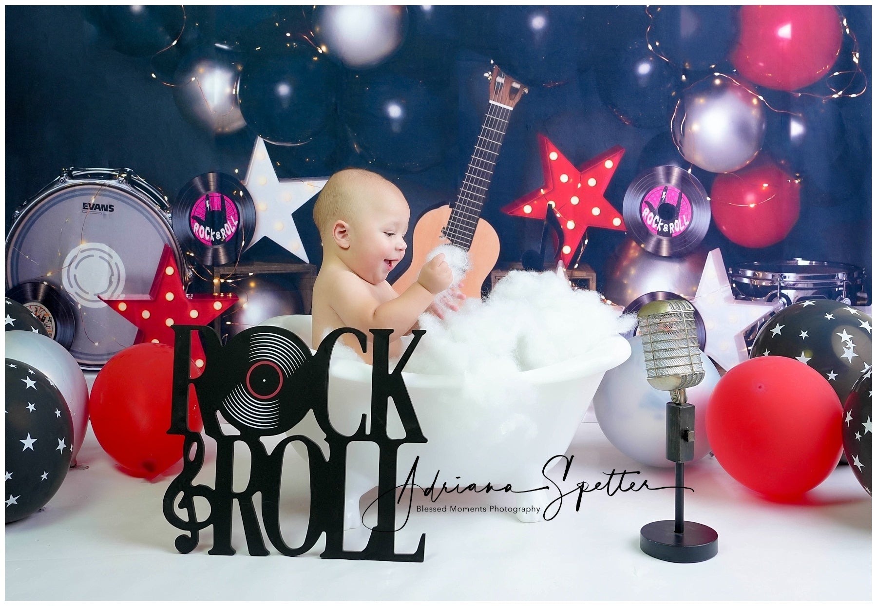 Fonds pour gâteau d'anniversaire Musique Fête Ballons Fond photo d'anniversaire MRR10-51