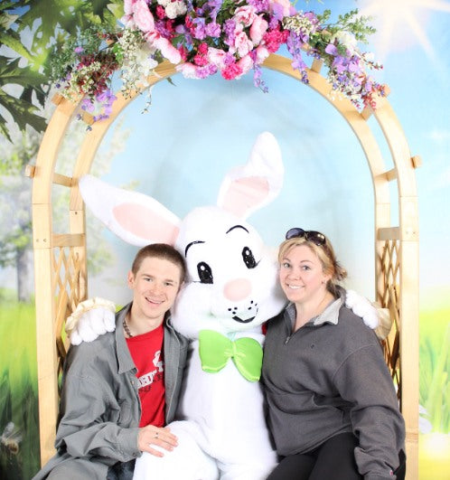 Toile de fond de Joyeux Pâques printemps herbe verte Photo Booth GE-040