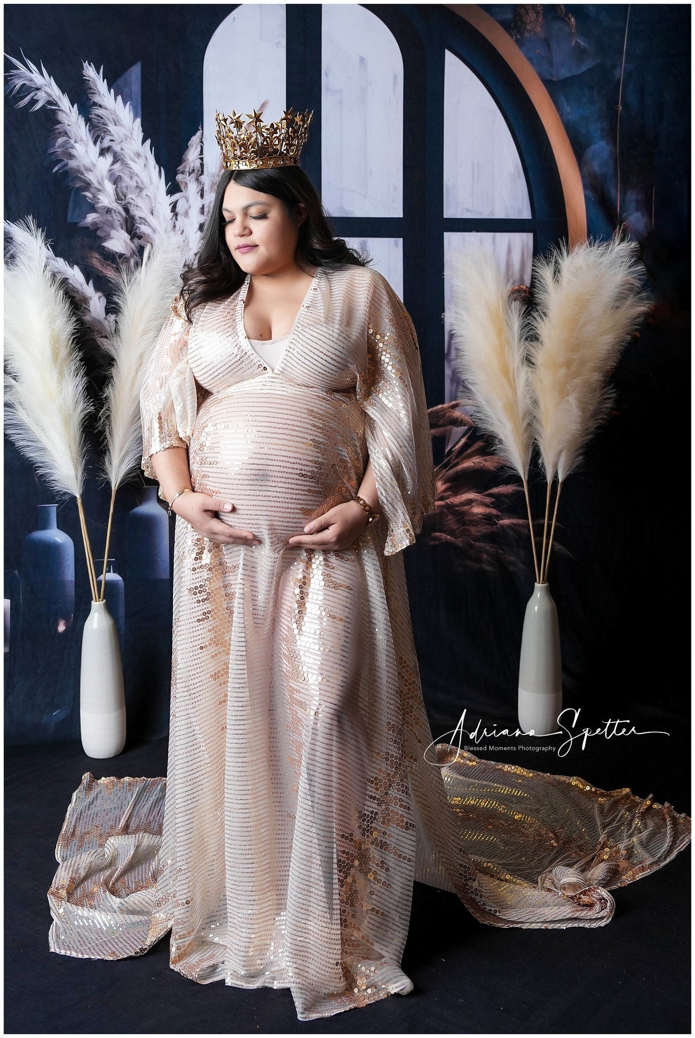 Fond bohème Fenêtre sombre Herbe de la pampa Fond bohème MRR10-53