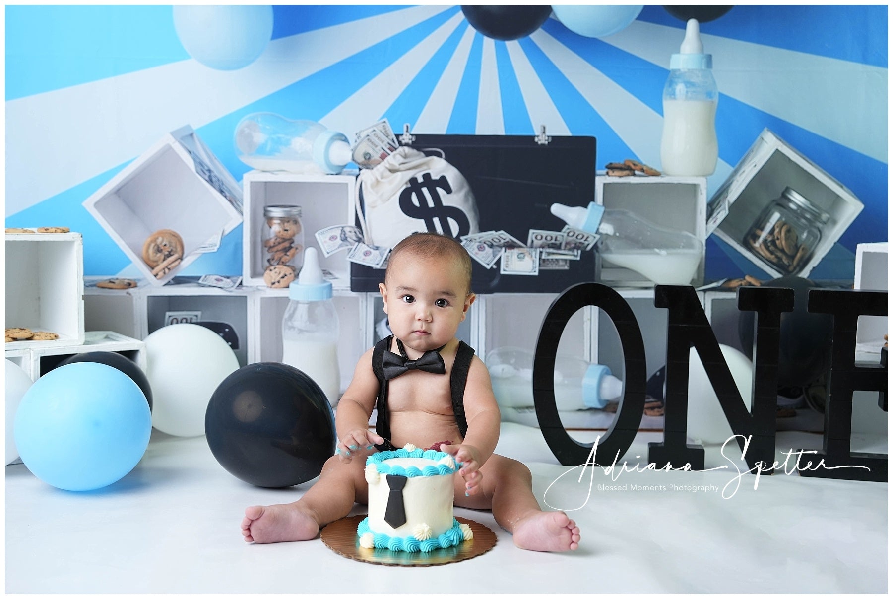 Fond pour cake smash Thème argent bébé Fond d'anniversaire MRR10-47