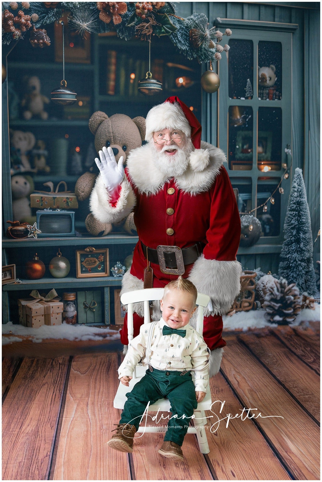 Toile de fond Noël Ours en Peluche Vitrine Festive Fenêtre Noël MRR9-130