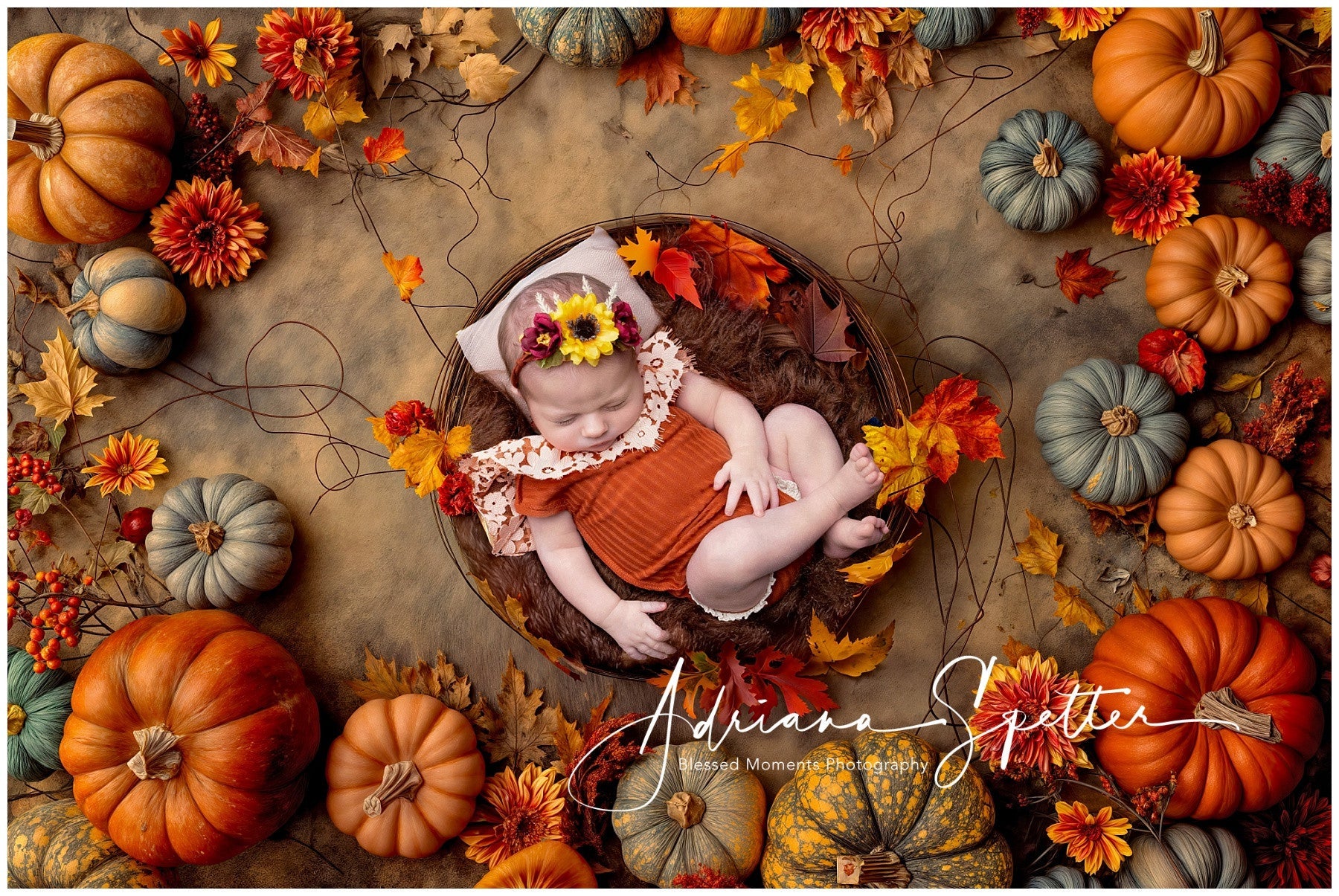 Toile de fond Automne Récolte de Citrouilles Décor Automnal MRR9-132
