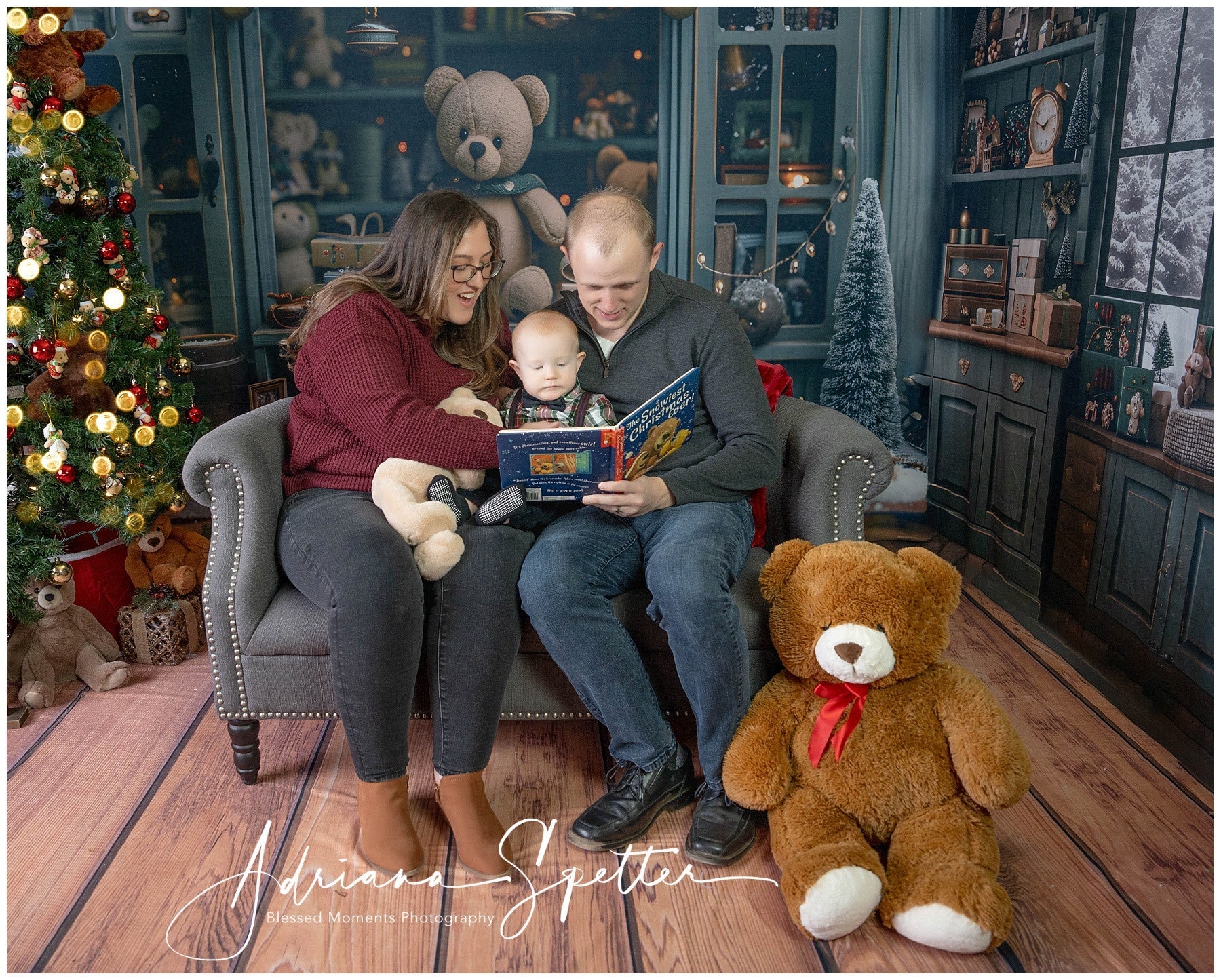 Toile de fond Noël Ours en Peluche Vitrine Festive Fenêtre Noël MRR9-130
