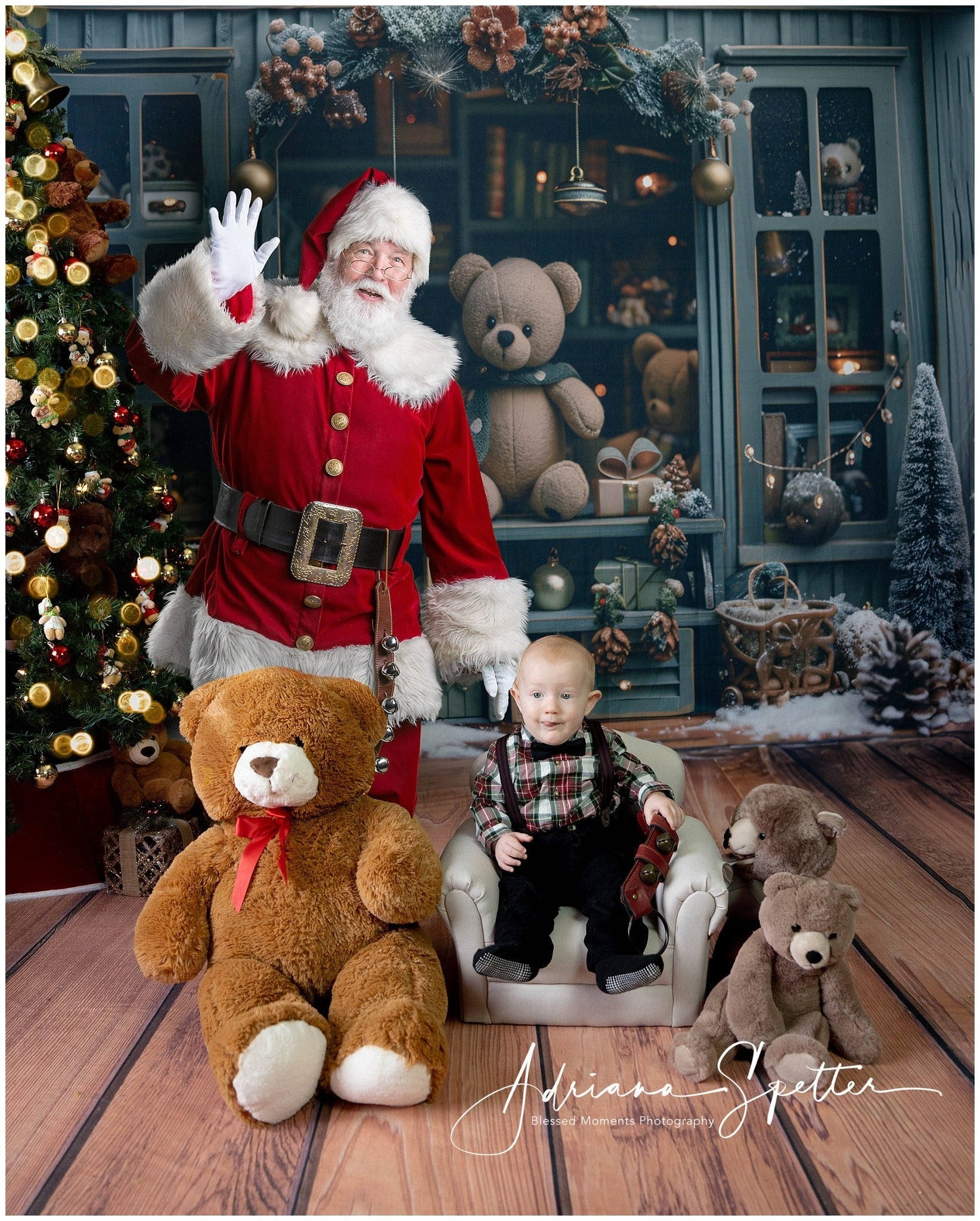 Toile de fond Noël Ours en Peluche Vitrine Festive Fenêtre Noël MRR9-130