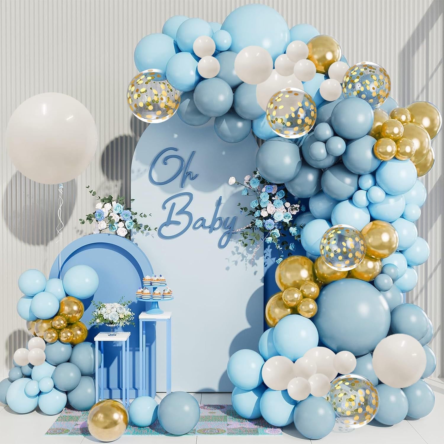 Guirlande de Ballons Bleu Mat pour Baby Shower ou Anniversaire l'Océan BA43