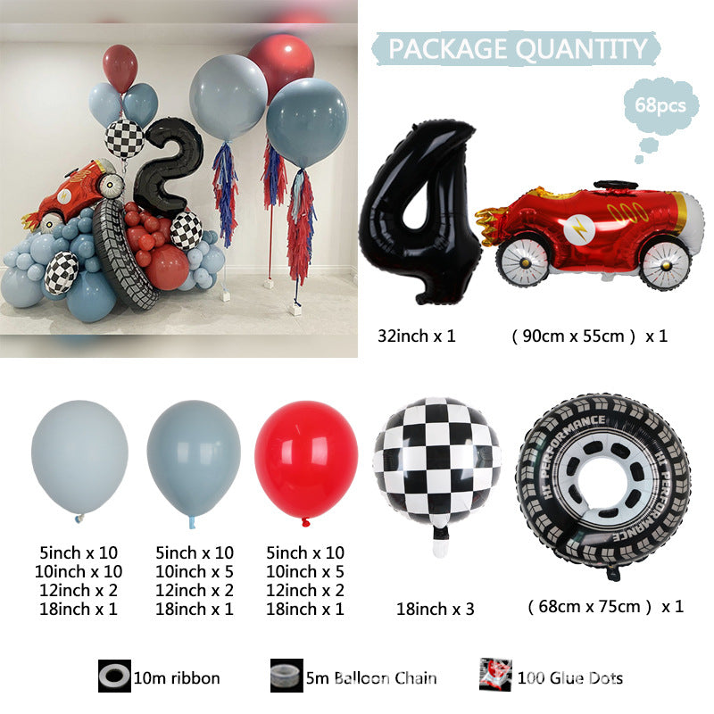 Chaîne de Ballons pour Fête d'Anniversaire Voiture de Course BA39