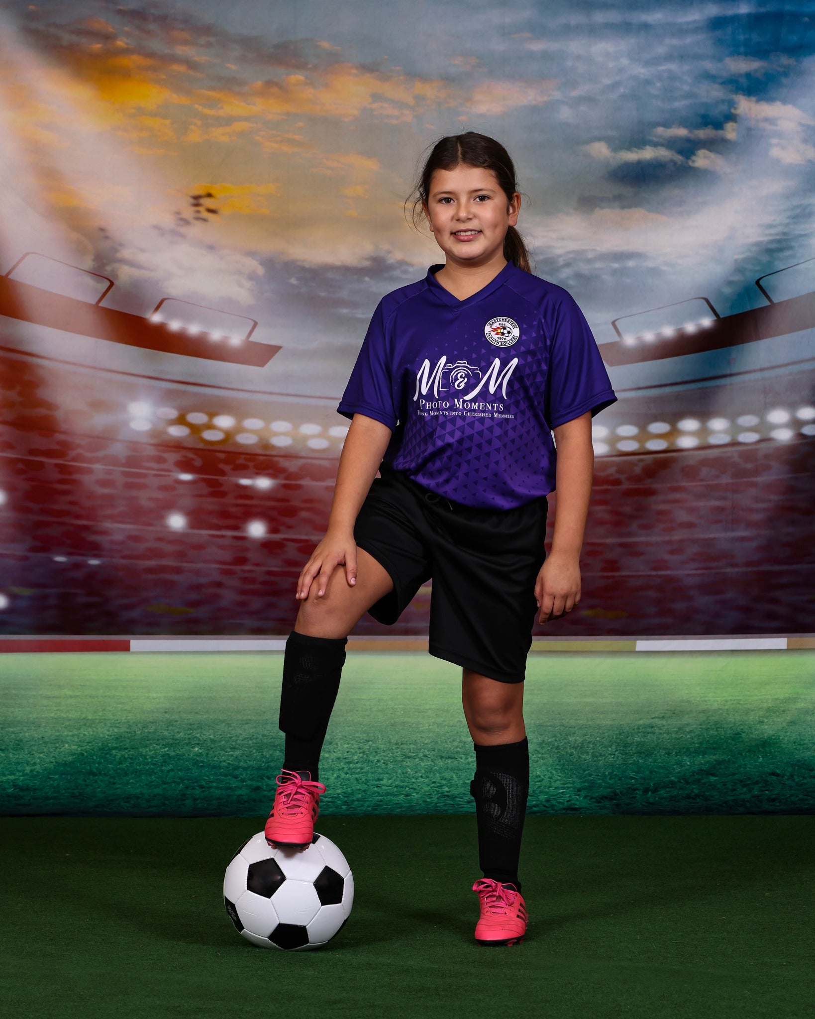 Champ de football de nuit met en vedette s Sports Photo Booth toile de fond M063