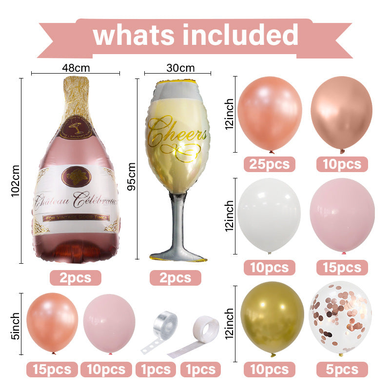 Chaîne de Ballons Bouteille de Vin Pétillant Rose Gold BA22