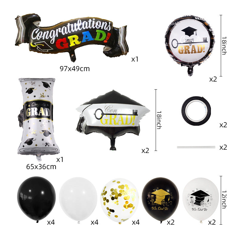 Ensemble de Ballons Noir et Or pour Fête de Remise des Diplômes BA34