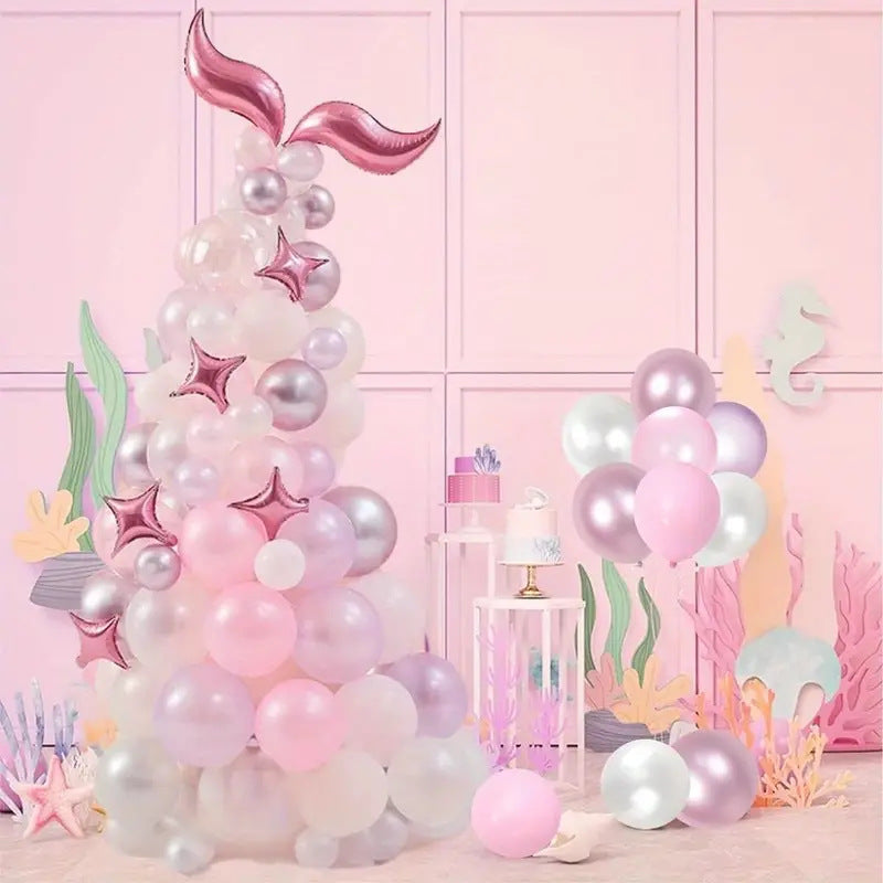 Guirlande de Ballons Queue de Sirène Rose pour Fête de Bébé BA41