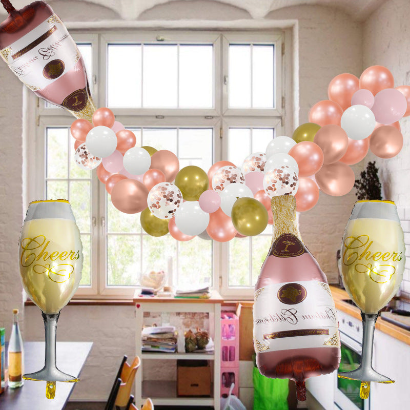 Chaîne de Ballons Bouteille de Vin Pétillant Rose Gold BA22