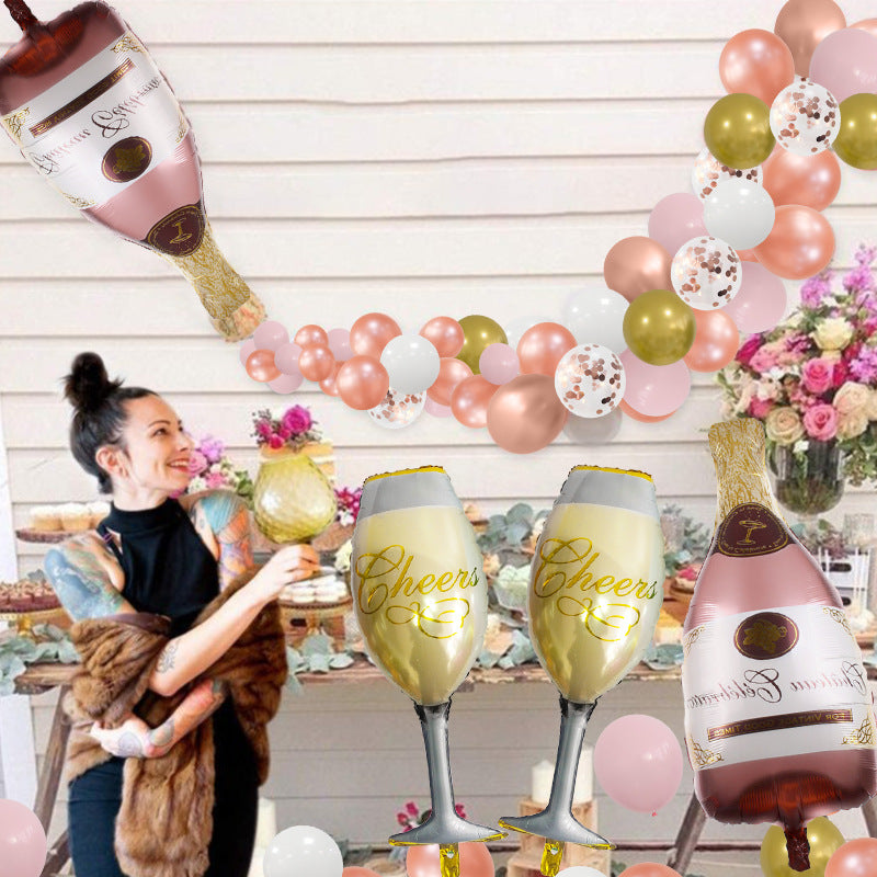 Chaîne de Ballons Bouteille de Vin Pétillant Rose Gold BA22