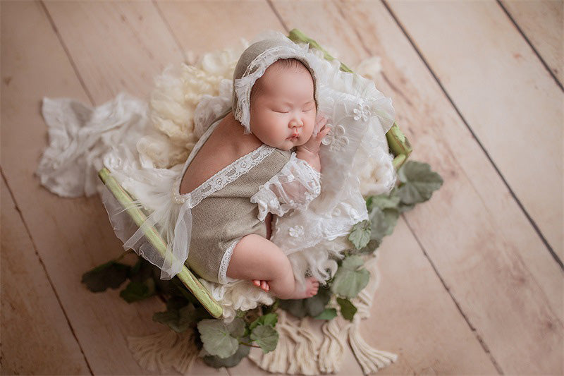 Accessoires pour la photographie de nouveau-nés robe une pièce en dentelle pour bébé fille (avec coiffe assortie) CL5