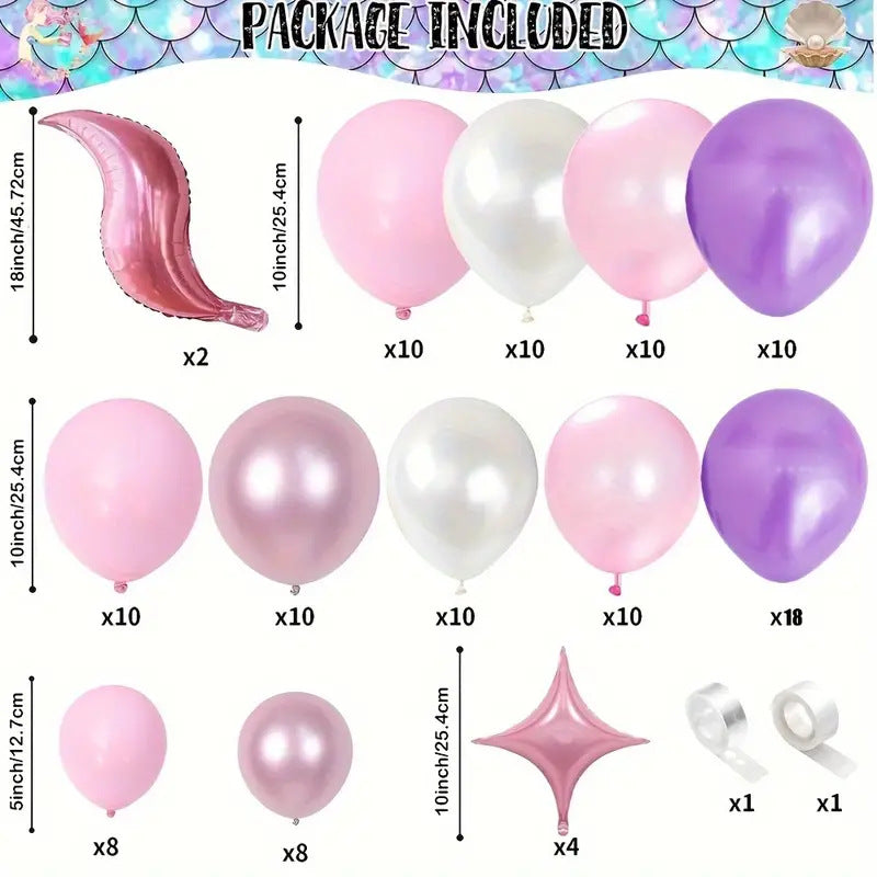 Guirlande de Ballons Queue de Sirène Rose pour Fête de Bébé BA41