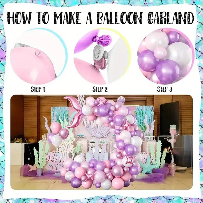 Guirlande de Ballons Queue de Sirène Rose pour Fête de Bébé BA41