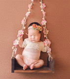 Esthero Balançoire en bois pour la photographie de nouveau-nés (avec fleurs) SYPJ11