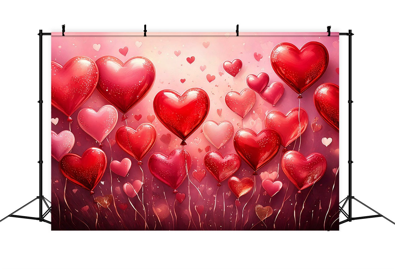 Toile de Fond St-Valentin Ballon Cœur Rouge Scintillant BRP1-101