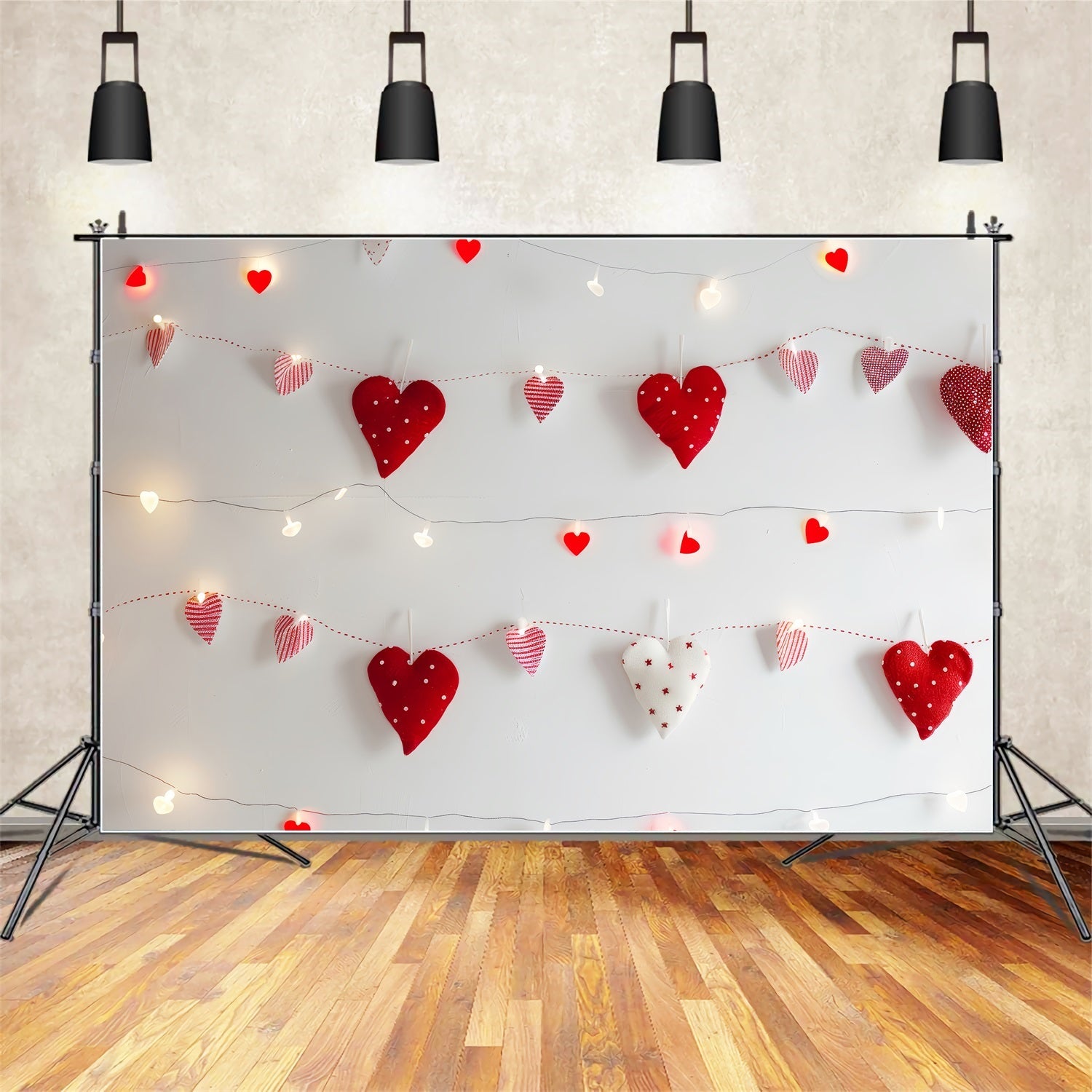 Toile de Fond St-Valentin Cœurs Faits Main Luminaires BRP1-102