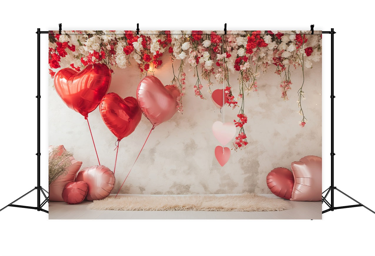 Toile de Fond Décor St-Valentin Cœurs Ballons Floraux BRP1-109