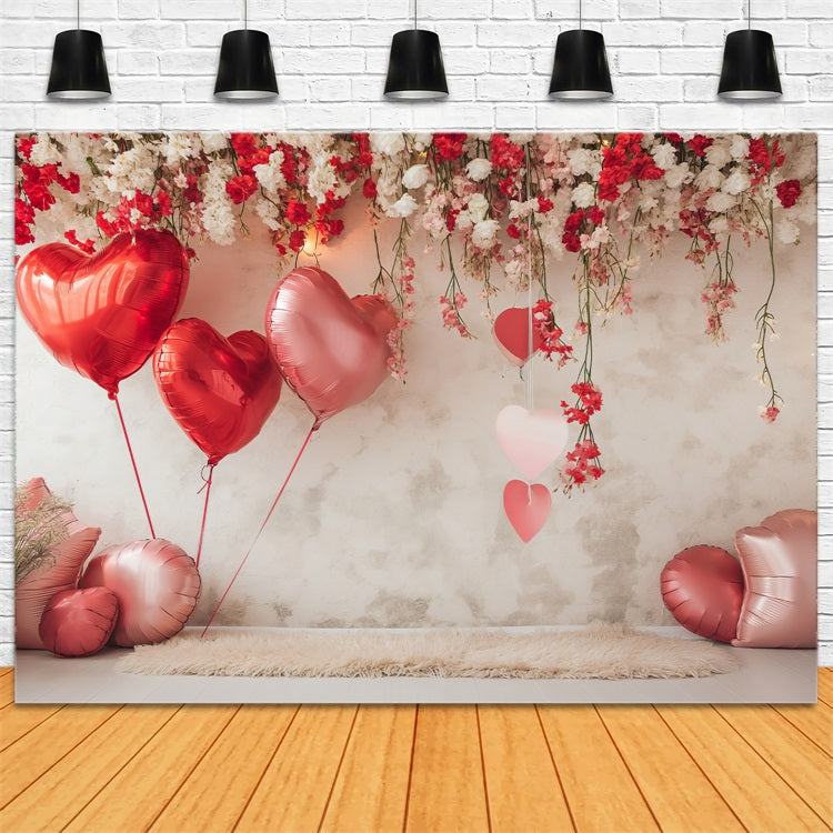 Toile de Fond Décor St-Valentin Cœurs Ballons Floraux BRP1-109