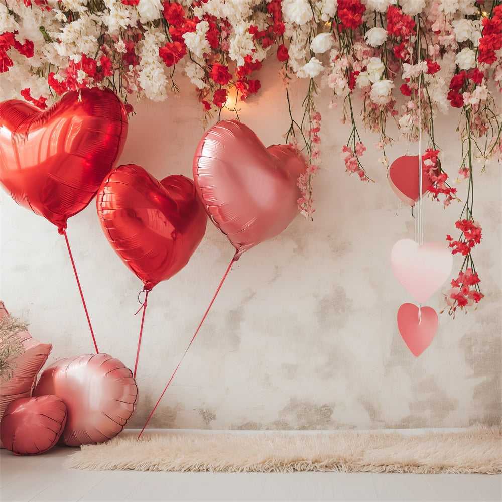 Toile de Fond Décor St-Valentin Cœurs Ballons Floraux BRP1-109