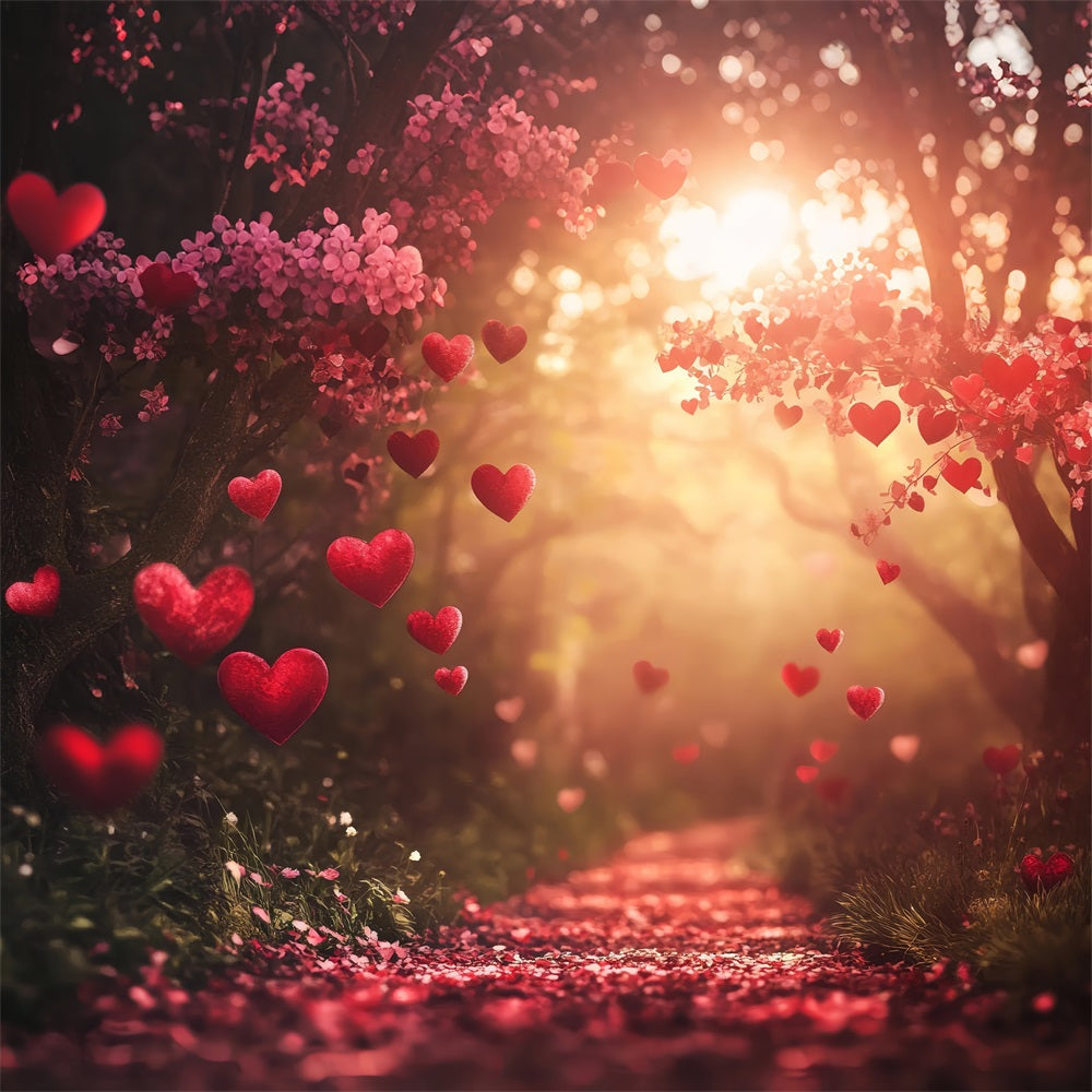 Toile de Fond St-Valentin Sentier de Cœurs Rouges BRP1-119