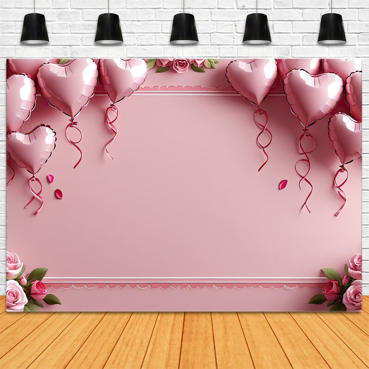 Toile de Fond Décor St-Valentin Ballons Roses Élégants Roses BRP1-121