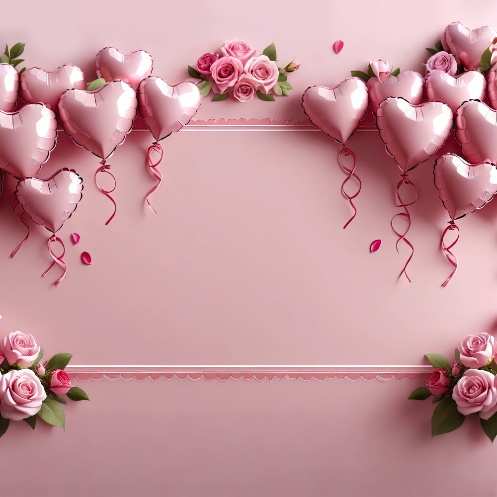 Toile de Fond Décor St-Valentin Ballons Roses Élégants Roses BRP1-121