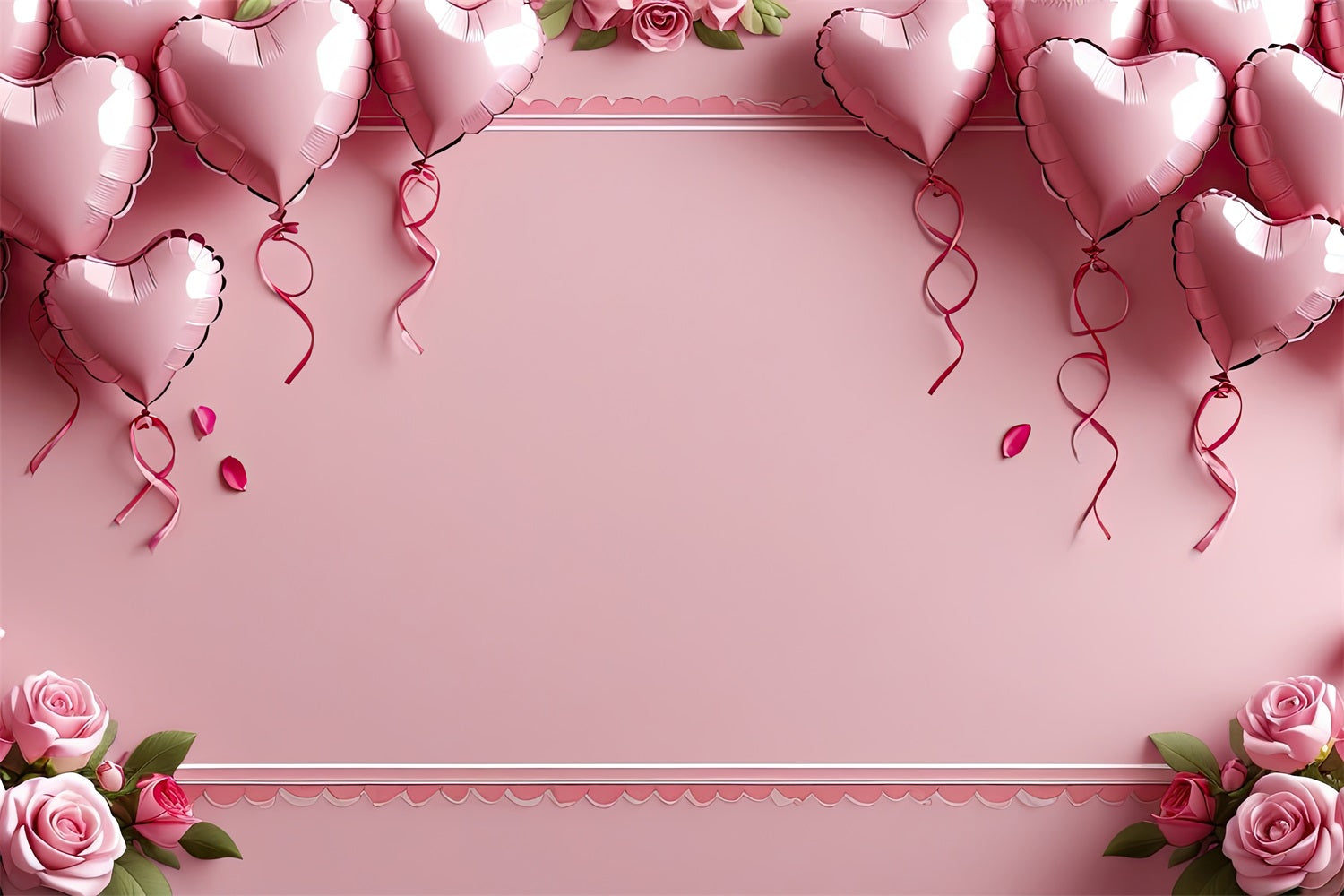 Toile de Fond Décor St-Valentin Ballons Roses Élégants Roses BRP1-121