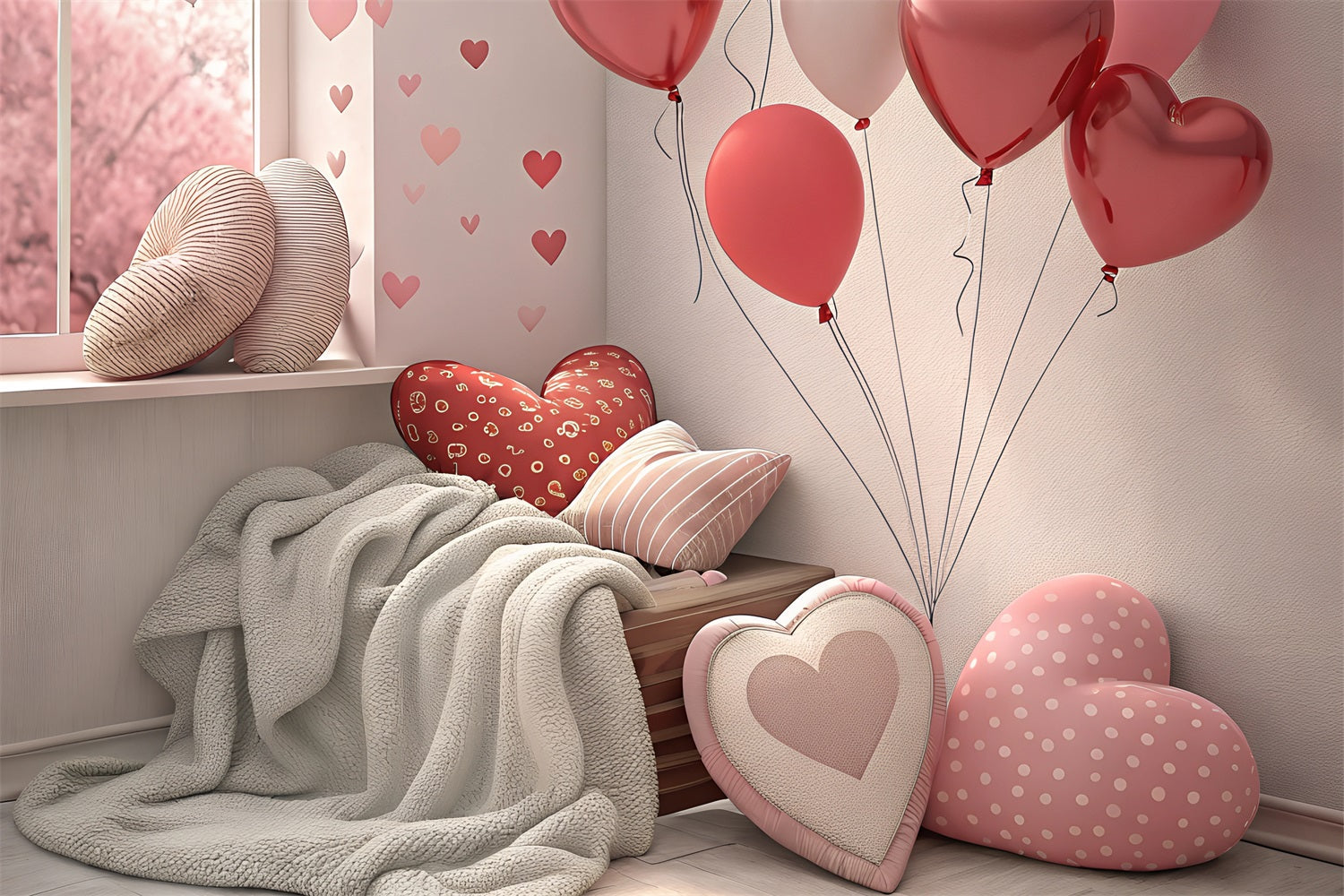 Toile de Fond St-Valentin Décoration Cœur Chambre Romantique BRP1-123
