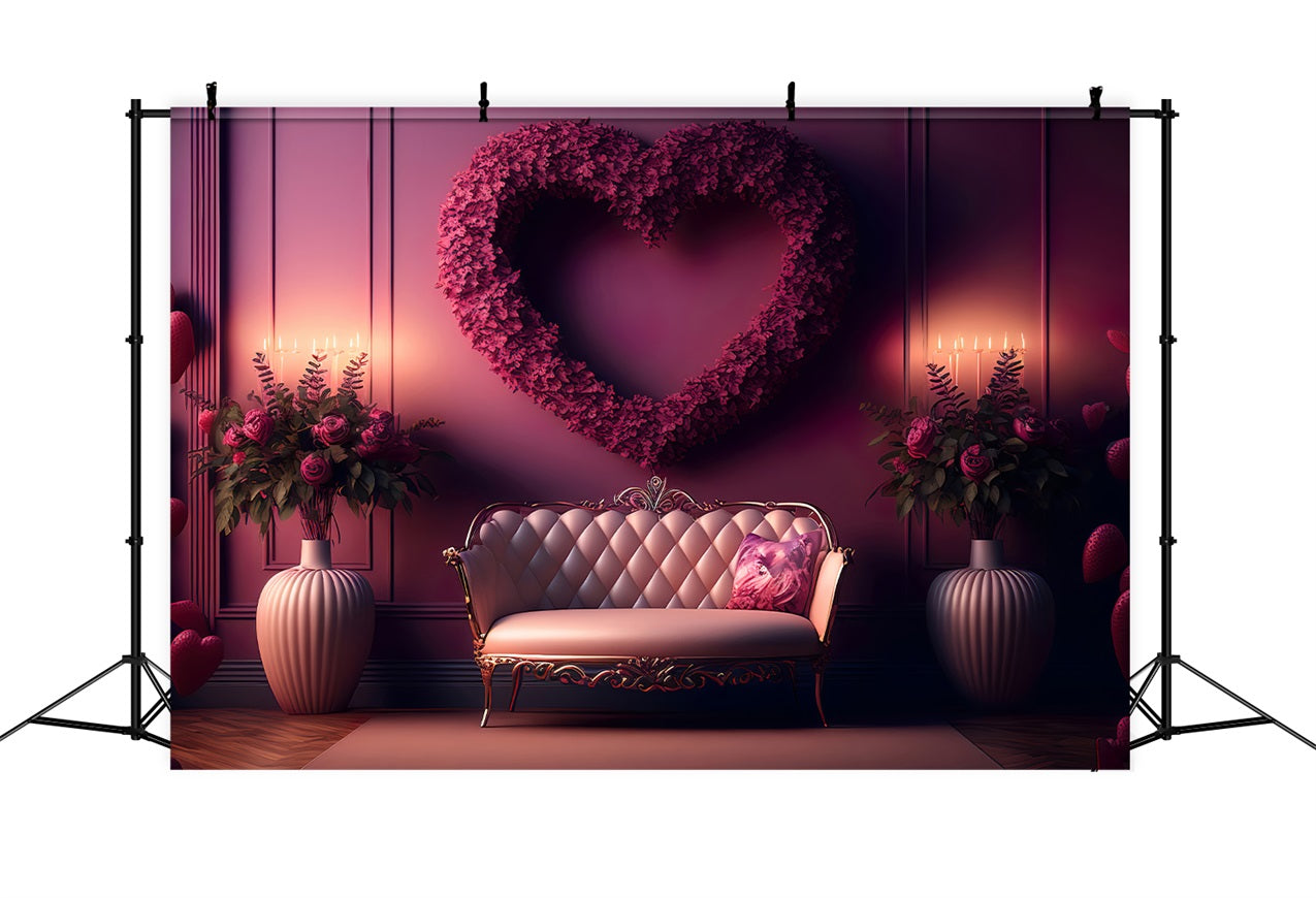 Toile de Fond St-Valentin Vase de Fleurs Canapé Setting BRP1-124