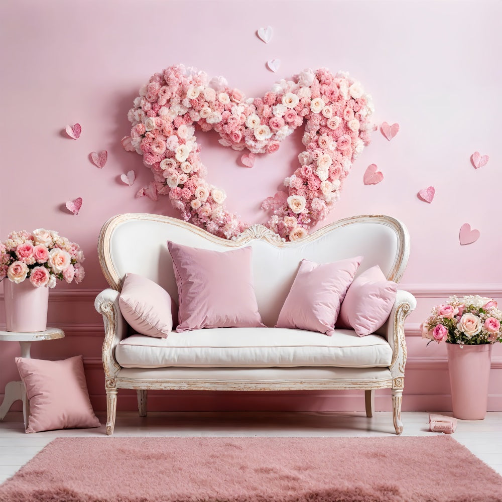 Toile de Fond St-Valentin Canapé Rose Couronne de Roses BRP1-127