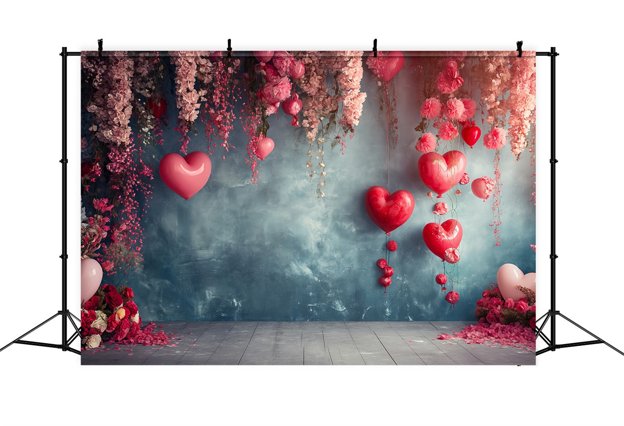 Toile de Fond Photo Saint Valentin Ballons Fleuris Suspendus BRP1-128