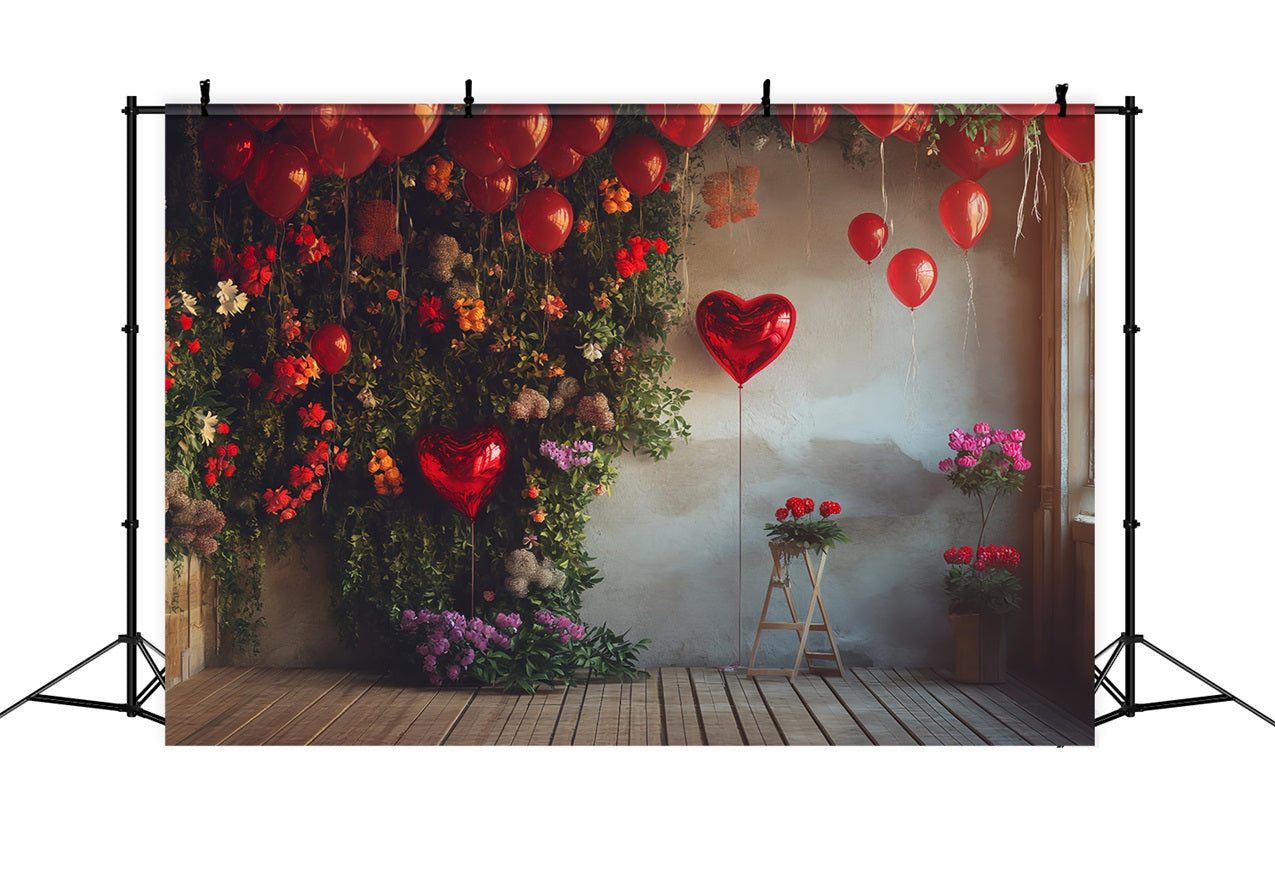 Toile de Fond St-Valentin Cœurs Floraux Scène de Ballons BRP1-130