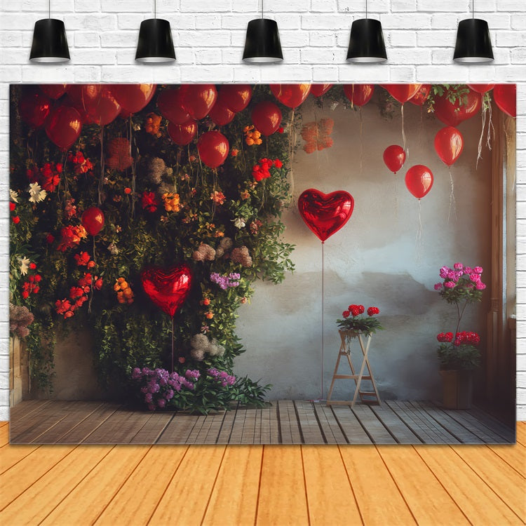 Toile de Fond St-Valentin Cœurs Floraux Scène de Ballons BRP1-130
