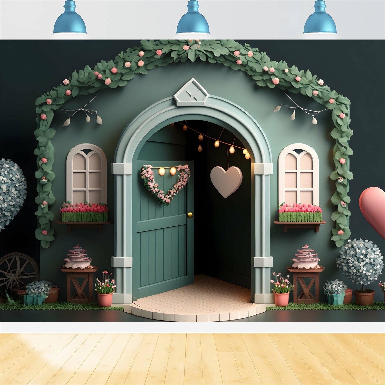 Toile de Fond Décor St-Valentin Arche Cœurs Floraux St-Valentin BRP1-137