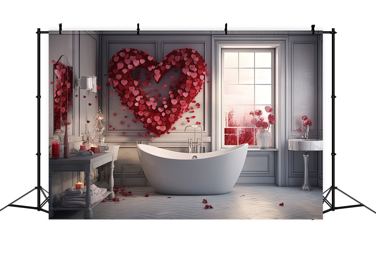 Toile de Fond St-Valentin Salle de Bain Pétales d'Amour BRP1-146