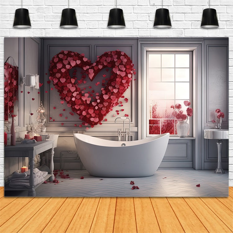 Toile de Fond St-Valentin Salle de Bain Pétales d'Amour BRP1-146