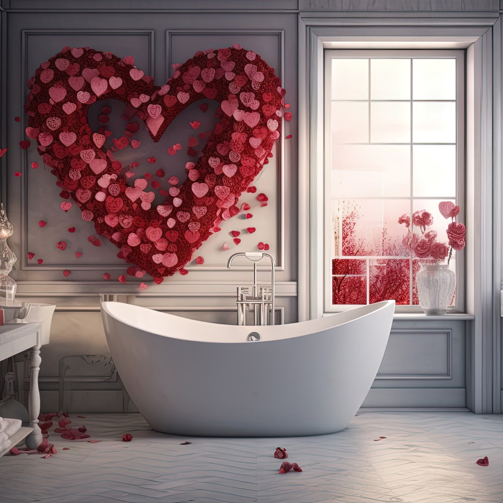 Toile de Fond St-Valentin Salle de Bain Pétales d'Amour BRP1-146