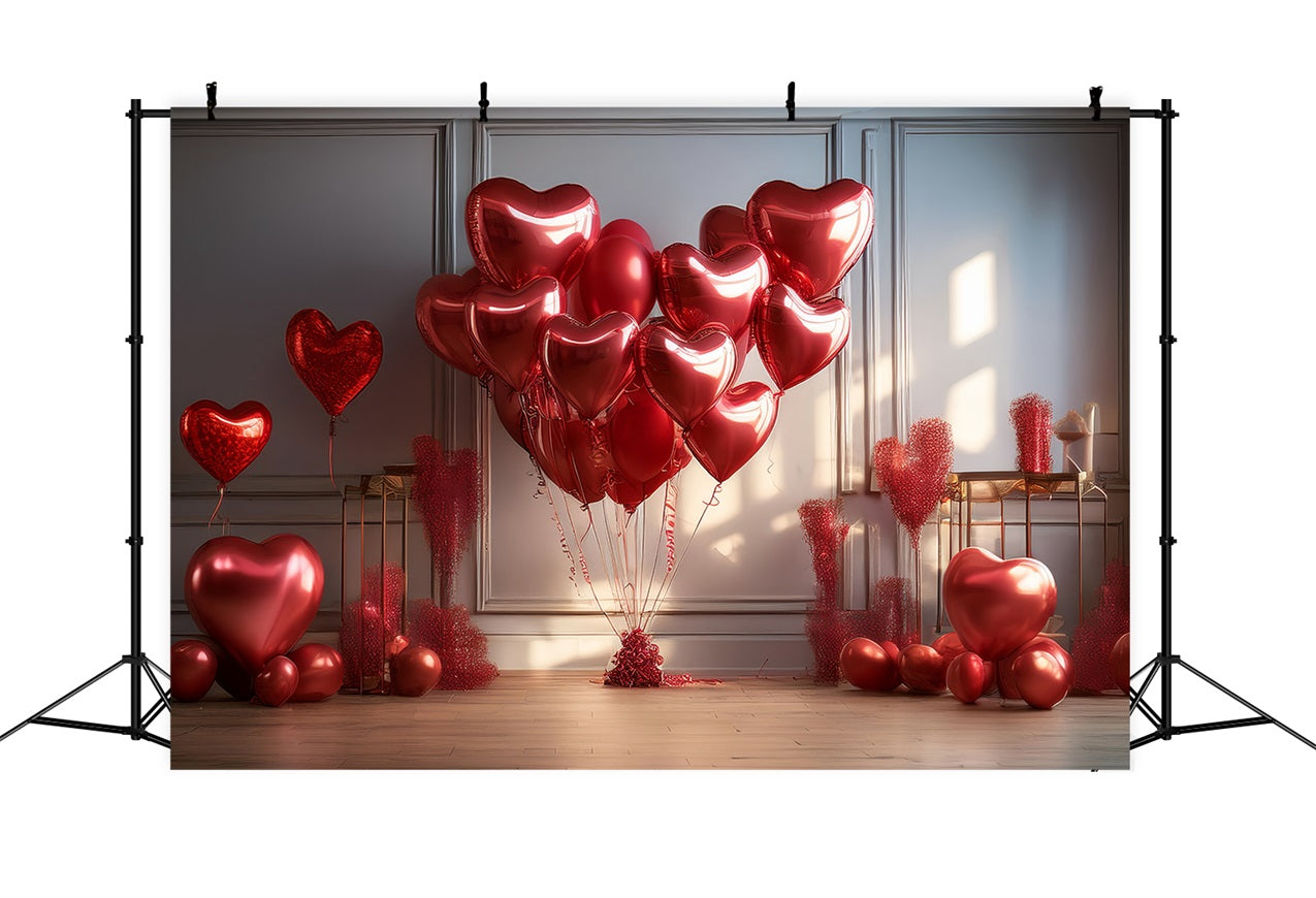 Toile de Fond St-Valentin Ballons Cœurs Rouges BRP1-148