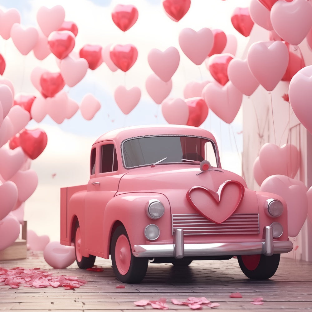 Toile de Fond St-Valentin Camion Amour Ballons Cœurs BRP1-154