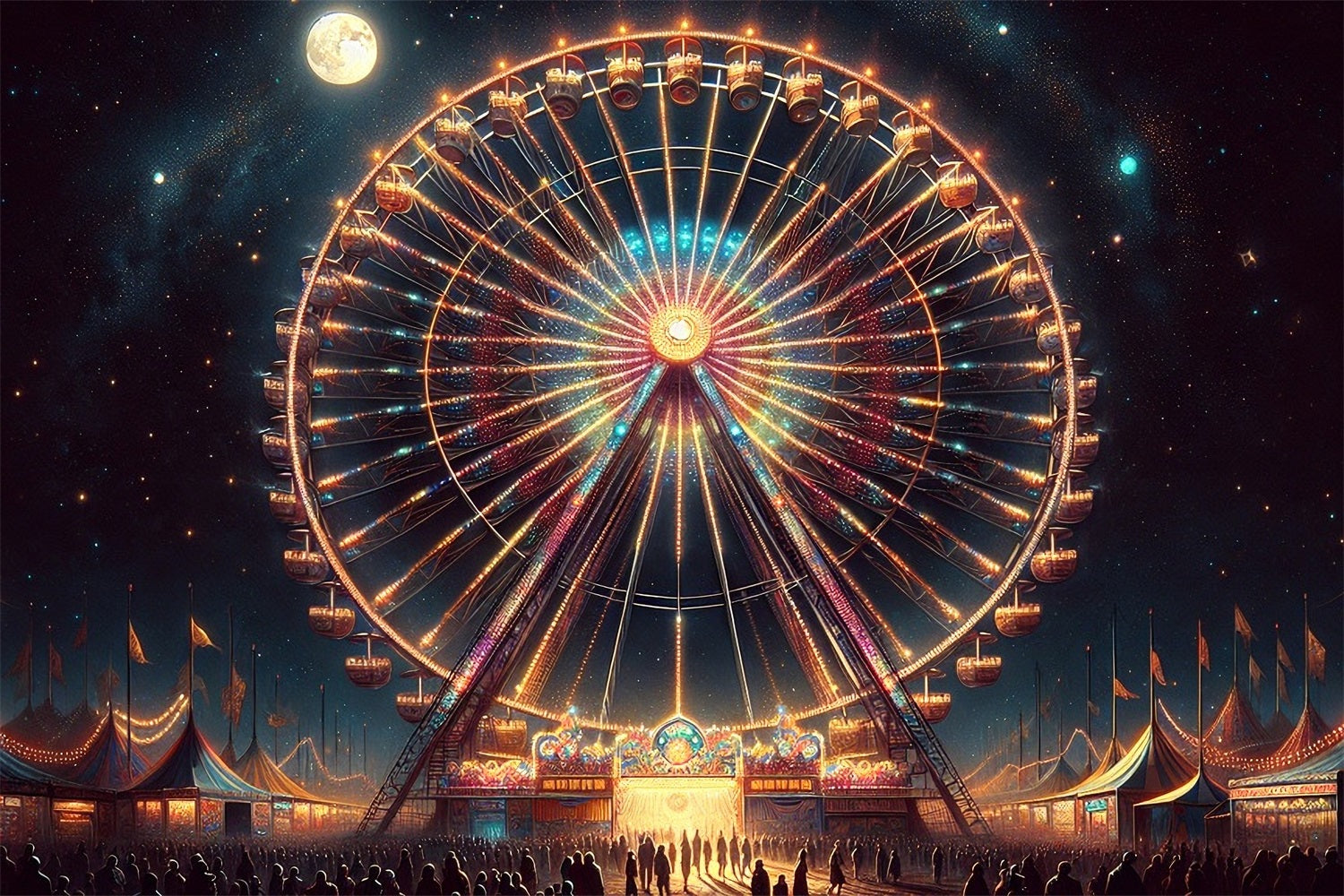 Toile de Fond Carnaval Grande Roue Nocturne Étoilée BRP1-202