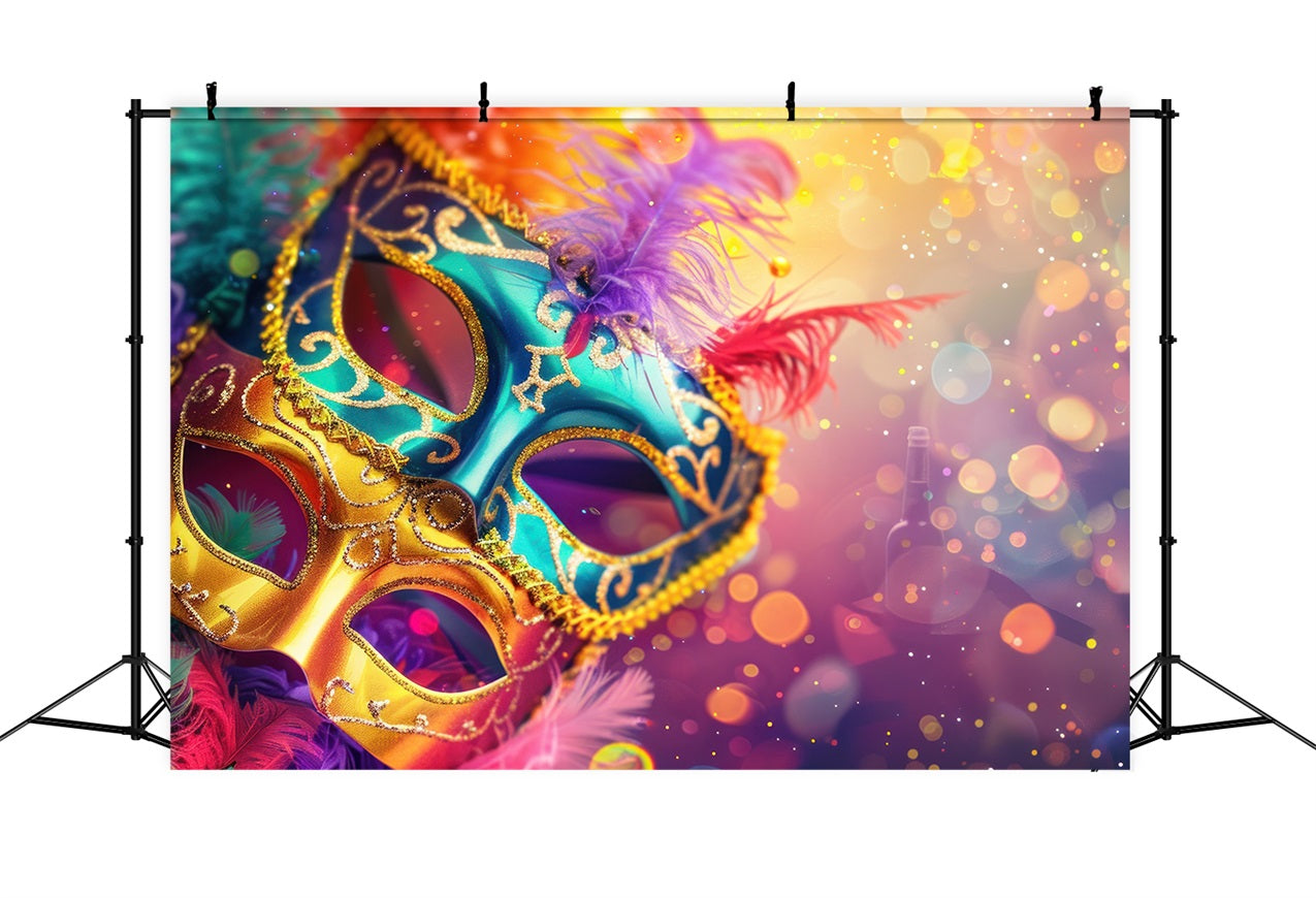 Toile de Fond Carnaval Masque Multicolore Mardi Gras Paillettes BRP1-208