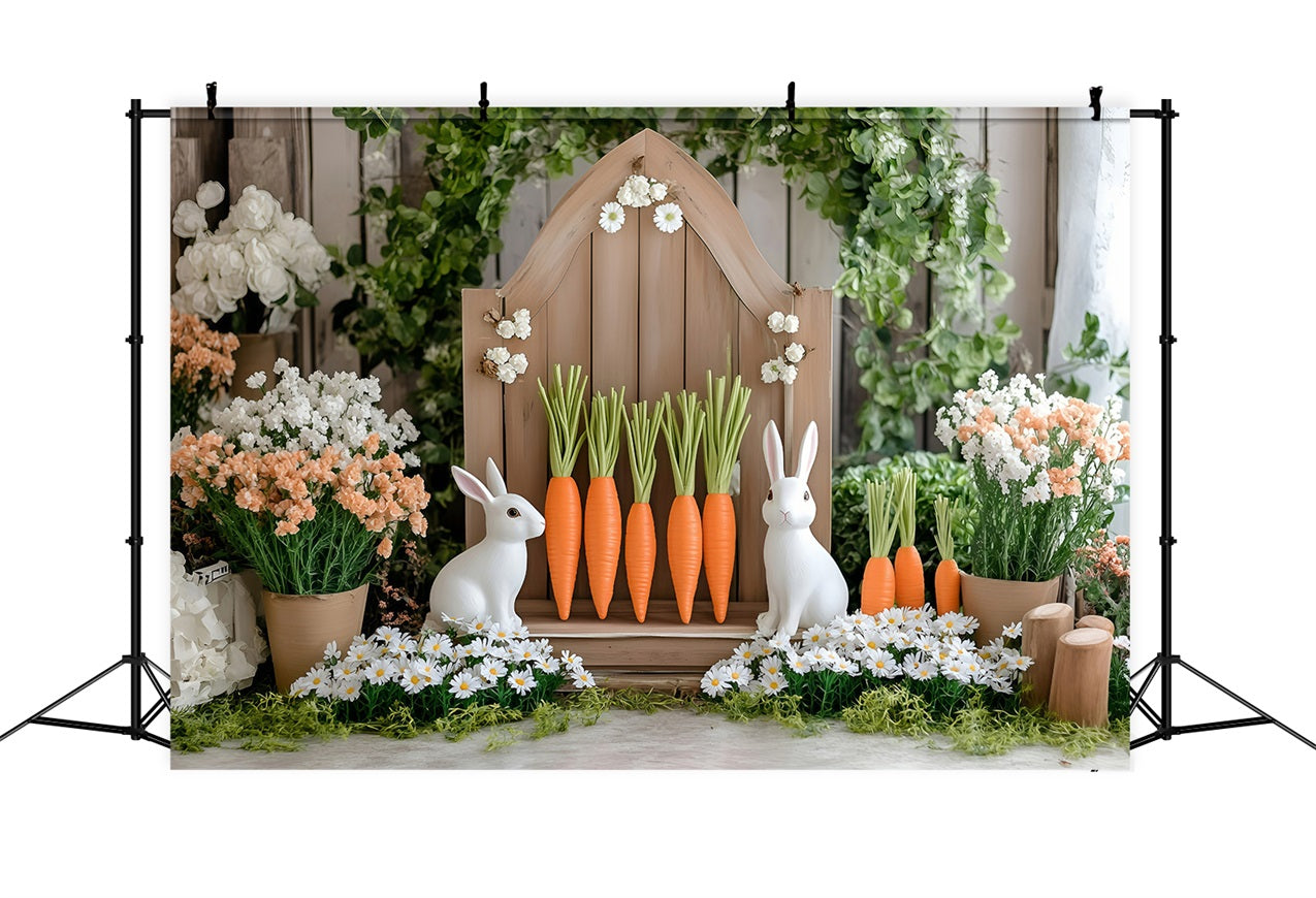 Fond Studio Photo Pâques Bunny Décor Floral Stand Carottes BRP1-214