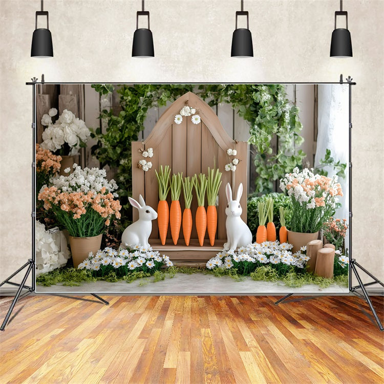 Fond Studio Photo Pâques Bunny Décor Floral Stand Carottes BRP1-214