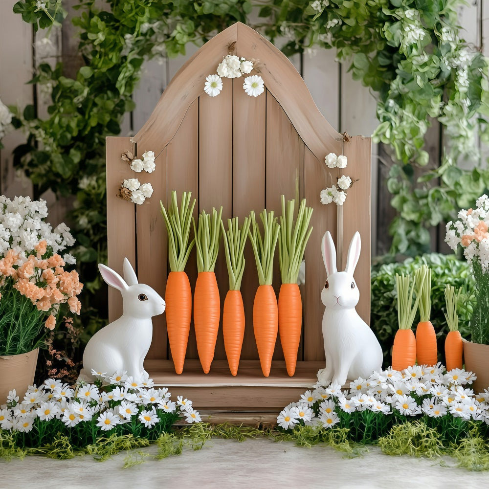 Fond Studio Photo Pâques Bunny Décor Floral Stand Carottes BRP1-214